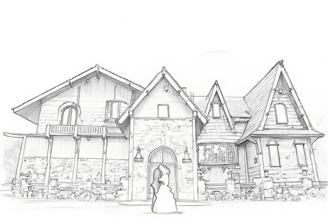 Sketch of Bill Miller's Castle in Branford, Connecticut